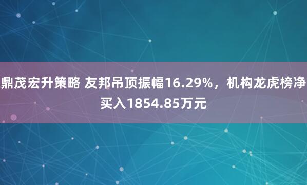 鼎茂宏升策略 友邦吊顶振幅16.29%，机构龙虎榜净买入1854.85万元